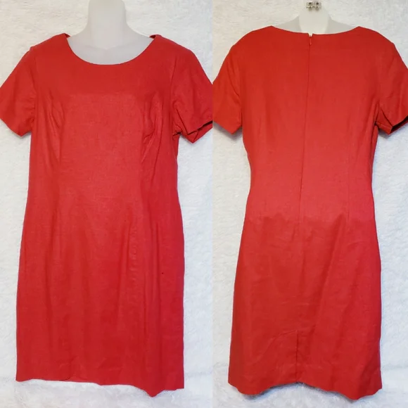 Vintage Red Linen Dress - Picture 2 of 11